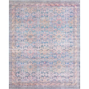Nostalgia Bliss Antique Blue 10 ft. 6 in. x 13 ft. Machine Washable Area Rug