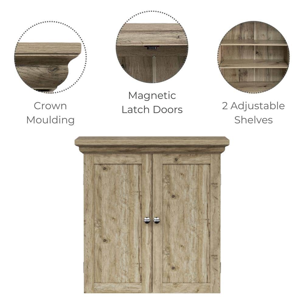 Light Oak Bathroom Wall Cabinet with Adjustable Shelves