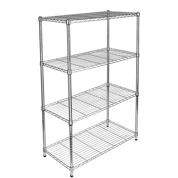 FUNKOL 4-Tier Silver Kitchen Shelf Simple Deluxe Heavy Duty Steel