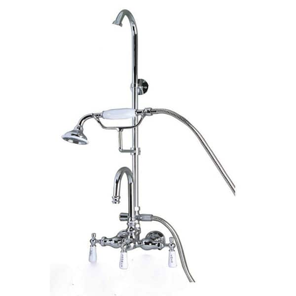 Barclay Products 3-Handle Claw Foot Tub Faucet with Hand Shower and Riser in Chrome