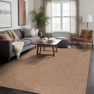 Natural 9 ft. x 12 ft. Wooly Easy Jute Washable Indoor Outdoor Area Rug