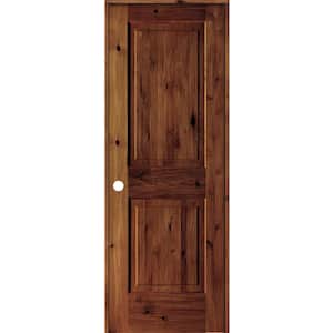 28 in. x 80 in. Rustic Knotty Alder Wood 2 Panel Right-Hand/Inswing Red Chestnut Stain Single Prehung Interior Door