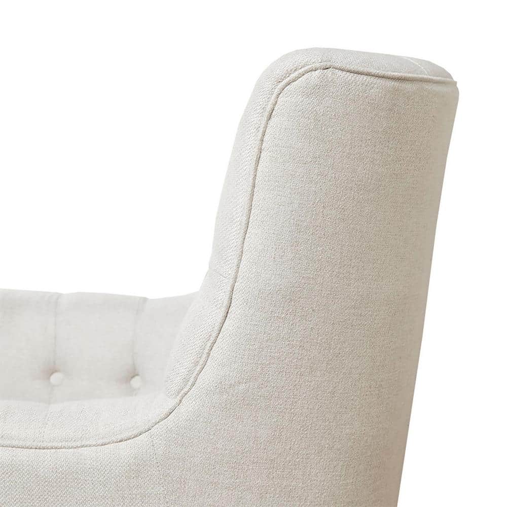 Cream Velvet Swivel Glider Accent Chair with Flared Arms