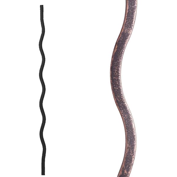 HOUSE OF FORGINGS Versatile 44 in. x 0.5 in. Oil Rubbed Bronze Wavy Bar Solid Wrought Iron Baluster