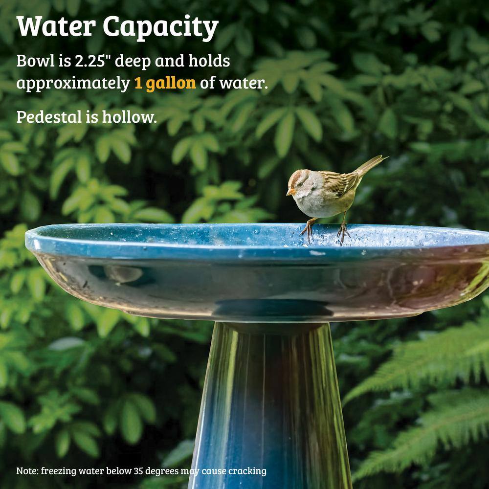 Hunter Green Ceramic Locking Top Bird Bath Stand