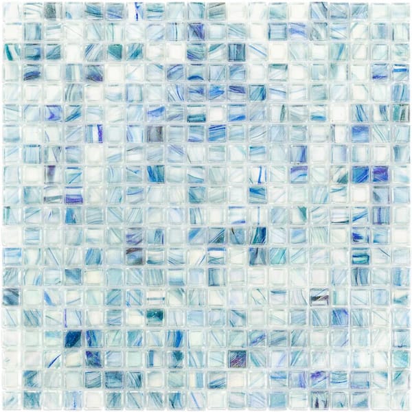 Ivy Hill Tile Breeze Blue Ocean Glass 3 in. x 6 in. Mosaic Wall Tile Sample