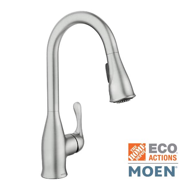 MOEN - Kaden Single-Handle Pull-Down Sprayer Kitchen Faucet with Reflex and Power Clean in Spot Resist Stainless
