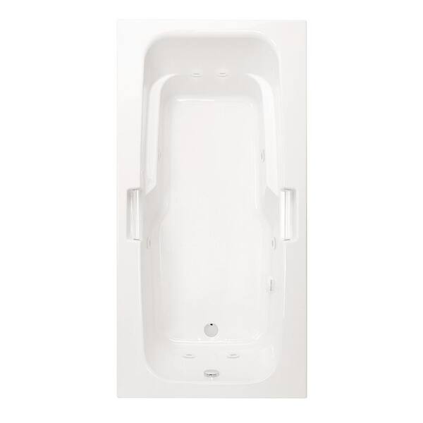 Aquatic Montrose 72 in. x 36 in Acrylic Drop-In Whirlpool Reversible Drain Rectangular Bathtub with Heater in White