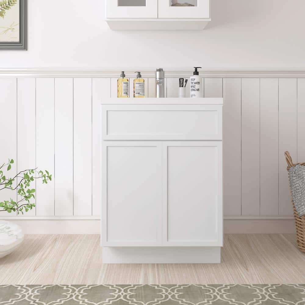 White Birch Plywood Freestanding Single Base Cabinet with Soft Close Doors