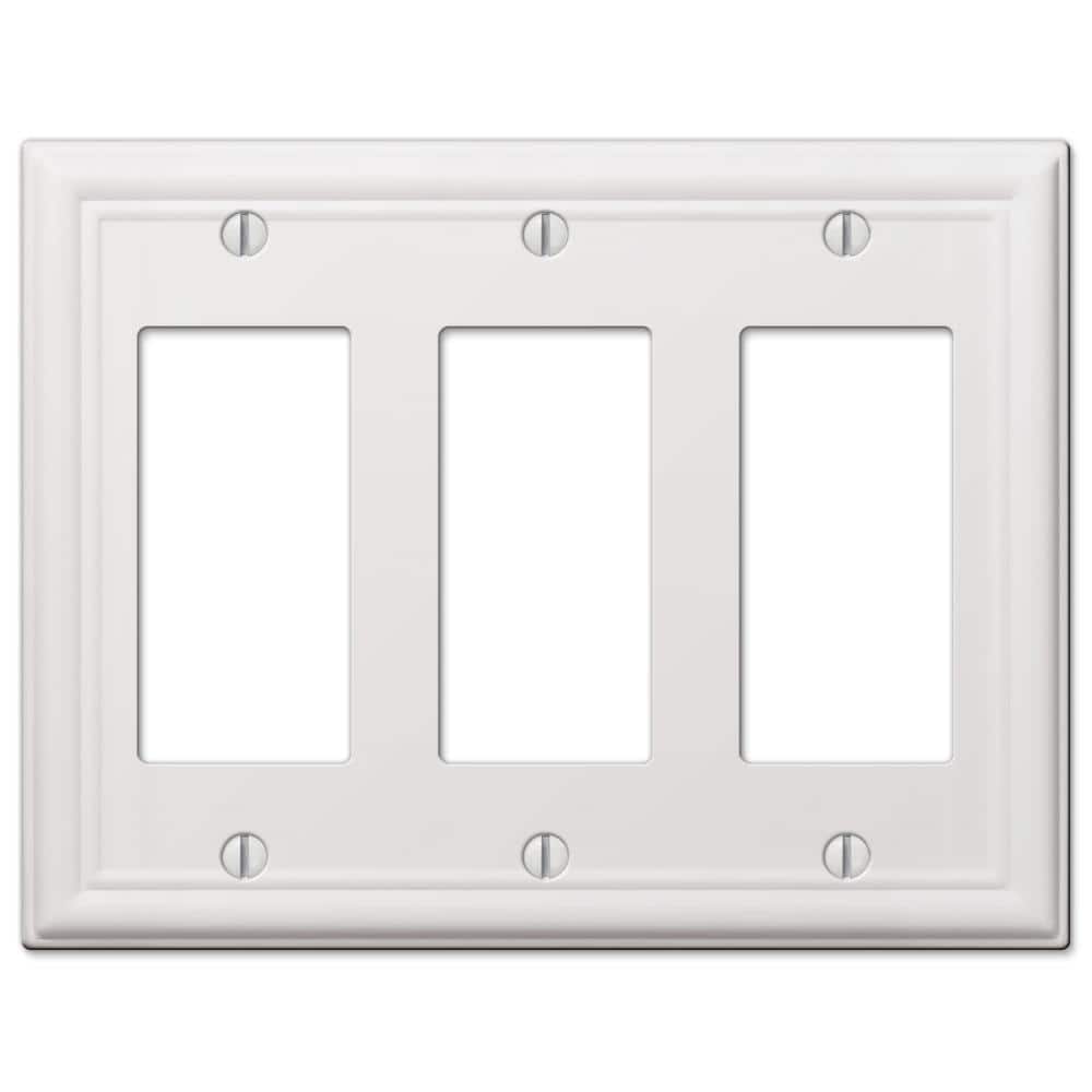 White Steel Triple Rocker Wall Plate Cover