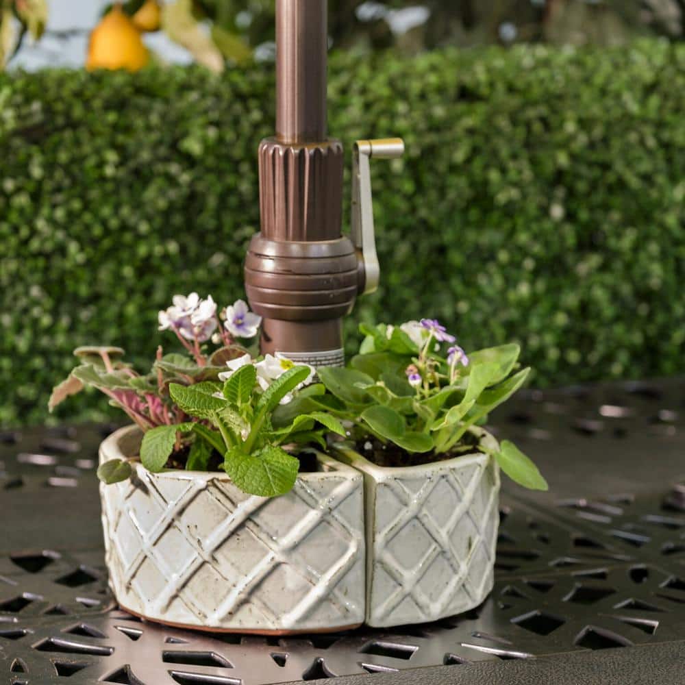 Crema Ceramic Half Moon Umbrella Planter Set