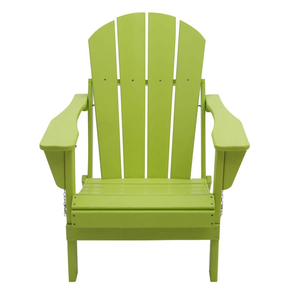 Classic Lemon Green Folding Plastic Adirondack Chair