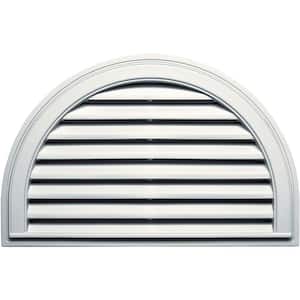 34.1875 in. x 22.128 in. Half Round White Plastic Built-in Screen Gable Louver Vent