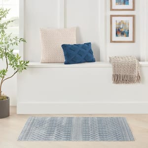 Astra Machine Washable Blue 3 ft. x 5 ft. Moroccan Transitional Kitchen Area Rug