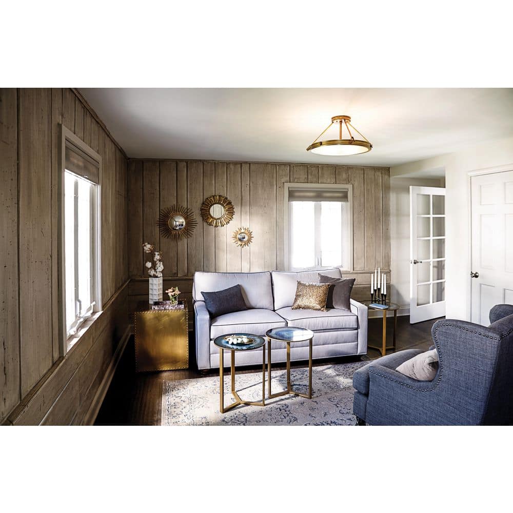 Heritage Brass 4-Light Etched Opal Glass Medium Semi-Flush Mount