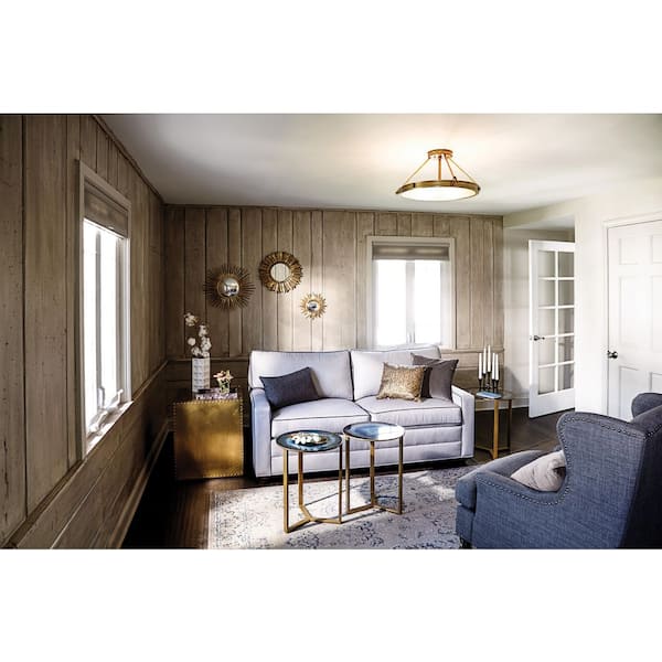 Collier 22 in. 4-Light Heritage Brass Semi-Flush Mount