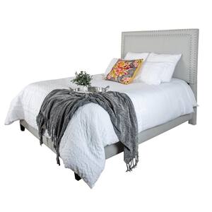 Brookside Queen Upholstered Bed with Side Rails and Footboard in Sachet Silver