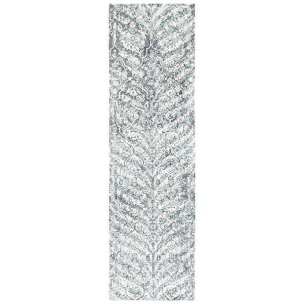 Restoration Vintage 2 ft. x 8 ft. Ivory/Sage Distressed Herringbone Runner Rug