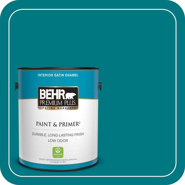 BEHR PREMIUM PLUS 1 gal. #P470-7 The Real Teal Satin Enamel Low Odor Interior Paint & Primer