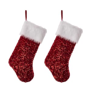 2-Pack 21 in. H Red Sequin Christmas Stocking