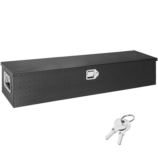 SKYSHALO Heavy Duty Aluminum Truck Bed Tool Box, Diamond Plate Tool Box with Side Handle and Lock Keys, Truck Tool Box