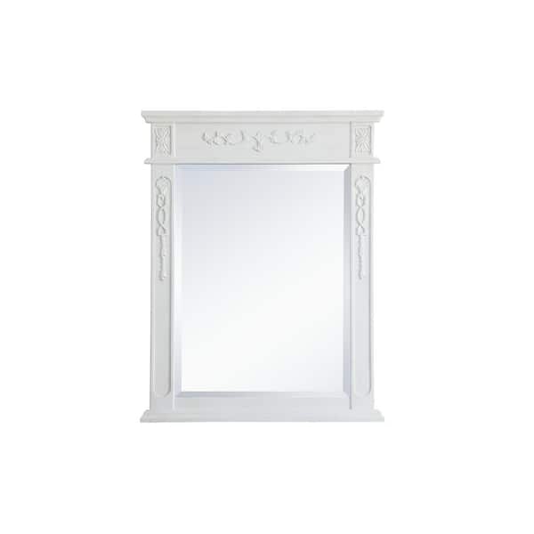 Unbranded 36 in. H x 28 in. W Rectangle Framed Antique White Modern Vanity Mirror