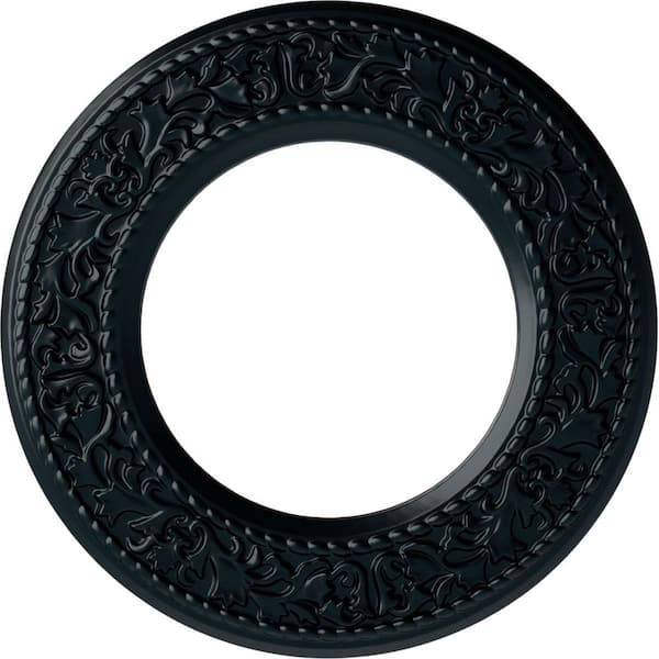 Ekena Millwork 3/4 in. x 13-3/8 in. x 13-3/8 in. Polyurethane Jet Blackthorn Ceiling Medallion, Night Shade