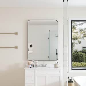 30 in. W x 40 in. H Rectangular Framed Wall Mount Bathroom Vanity Mirror in Black