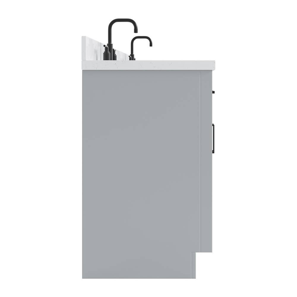 Gray Double Bathroom Vanity with Quartz Top and Storage