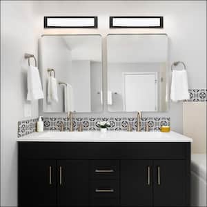 Woodbury 24 in. 1-Light Brushed Nickel LED Vanity Light with Extra Matte Black Trim 2700K-5000K