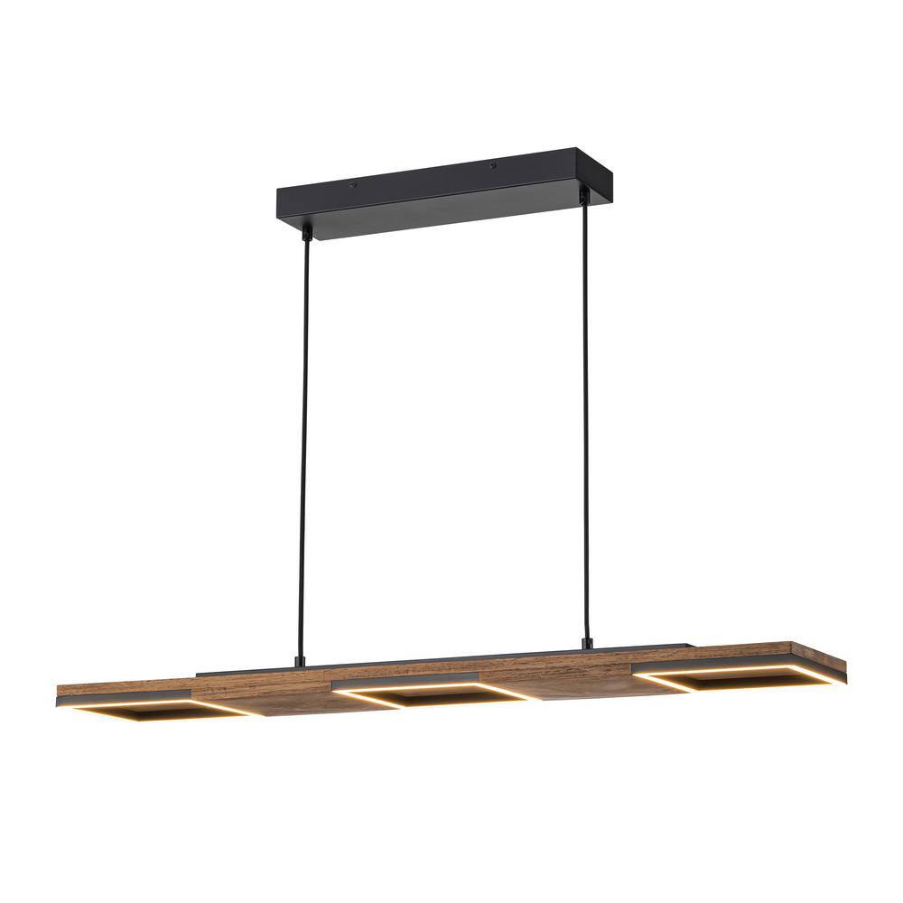 Rennnsan Peyton 3Light Wooden Brown Dimmable Linear LED Kitchen Island