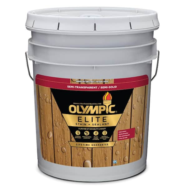 Olympic Elite 5 gal. American Chestnut Semi-Transparent Exterior Stain and Sealant in One Low VOC