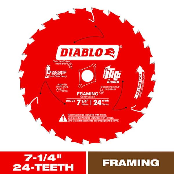 7-1/4in. x 24-Teeth Tracking Point Framing Saw Blade for Wood