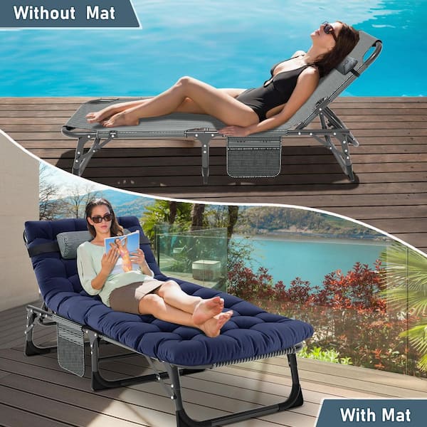 BOZTIY Adjustable 4-Position Adults Reclining Folding Chaise with