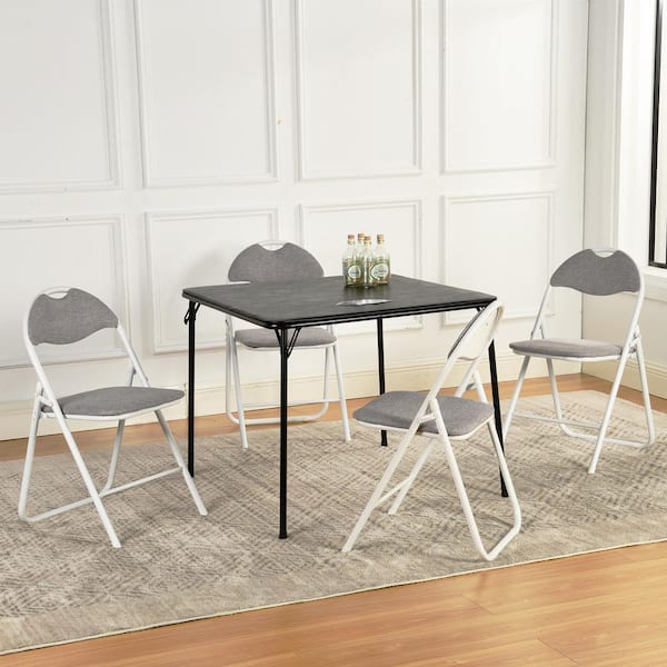 FIOT Modern Industrial Style 5-Piece Dining Set with Foldable Chairs-Ideal for Apartments and Small Spaces