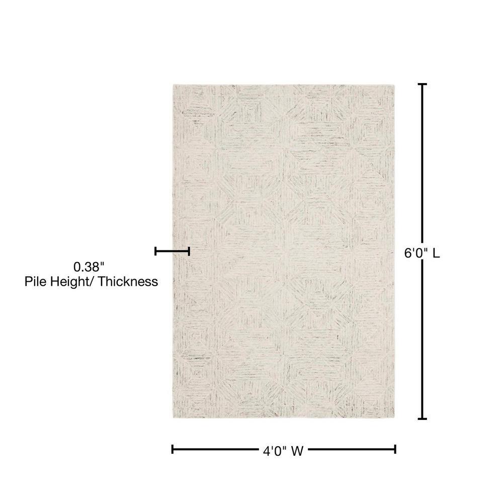 Handmade Light Blue Wool 4' x 6' Tufted Abstract Area Rug