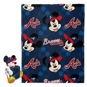 MLB Braves Pitch Crazy Mickey Hugger Pillow and Silk Touch Multi-Colored Throw Blanket Set