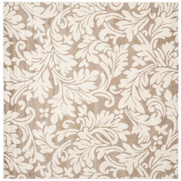 SAFAVIEH Amherst Wheat/Beige 7 ft. x 7 ft. Square Geometric Floral Area Rug