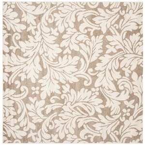 Amherst Wheat/Beige 9 ft. x 9 ft. Square Geometric Floral Area Rug
