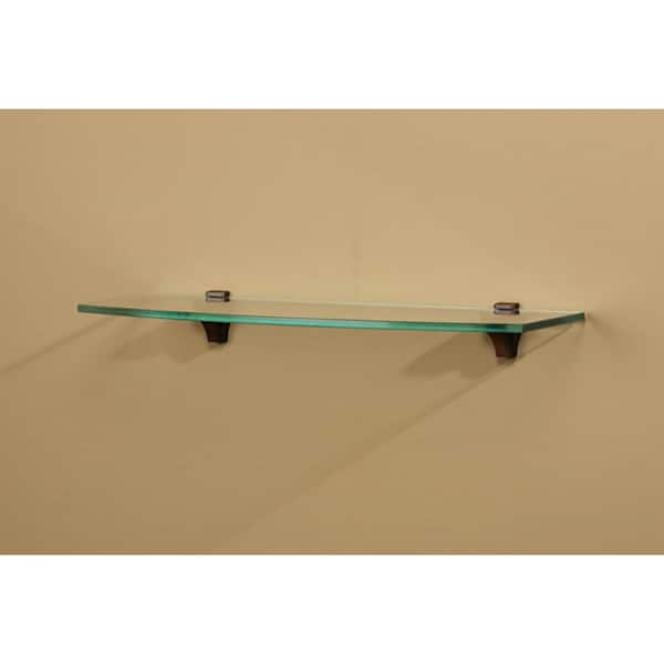 Wallscapes Luna 8 in. x 24 in. x .3125 in. Opaque Glass Decorative Wall Shelf Kit with Titanium Diamond Brackets