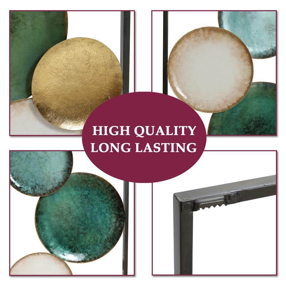 Set of 2 Multicolor Coastal Abstract Geometric Iron Wall Panels