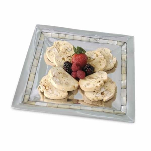 HomeRoots Amelia 10 in. W x 2.5 in. H x 10 in. D Square Silver Stainless Steel Dinnerware and Serving Storage