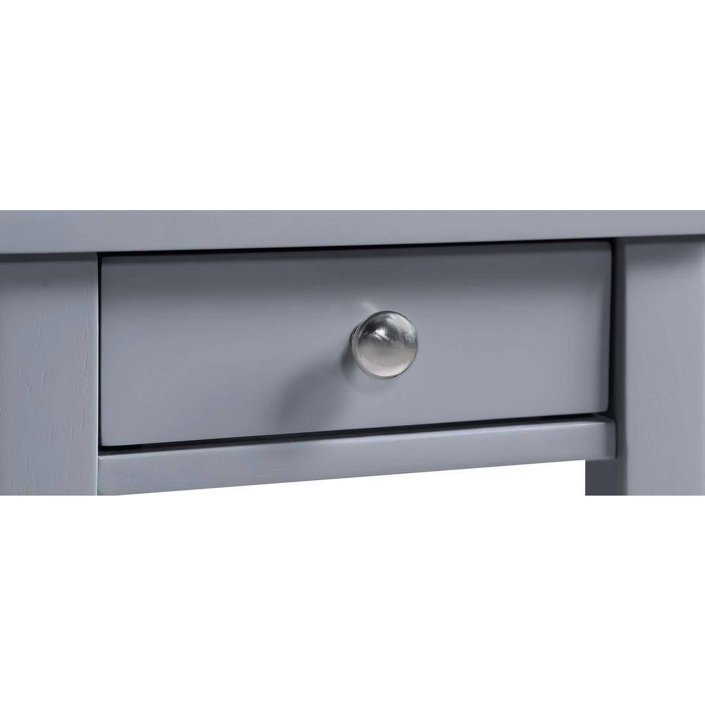 Gray Wood Rectangular Accent Table with Drawer and Shelves