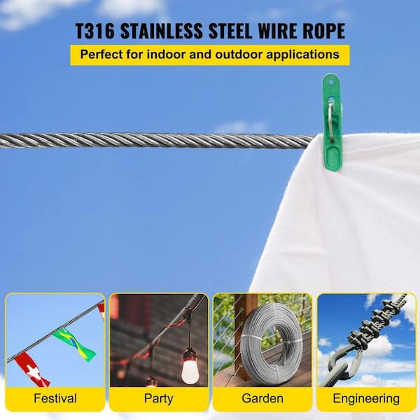 Stainless Steel Cable for Cable Railing Systems - 1 x 19