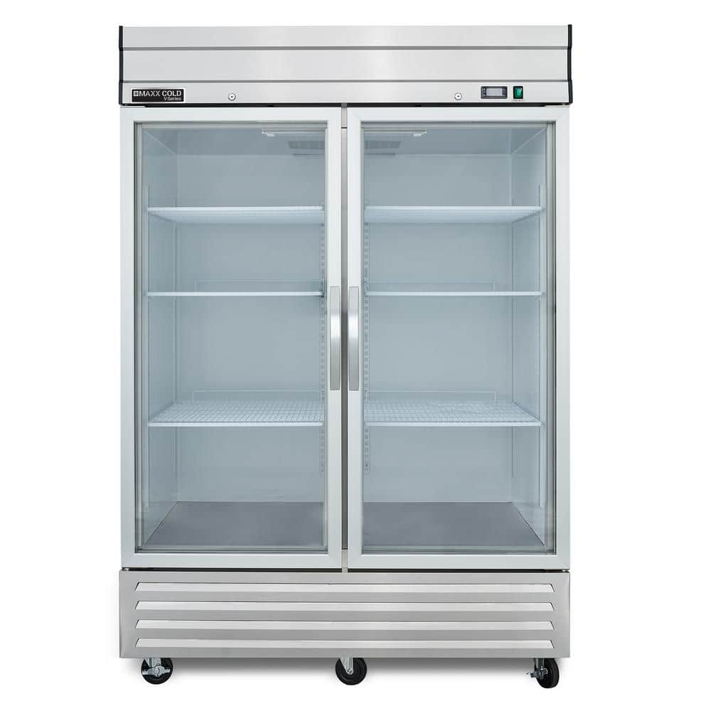 V-Series 2-Glass Door Reach-In Refrigerator, Bottom Mount, 54 Watt, 42 cu. ft. Capacity, in Stainless Steel