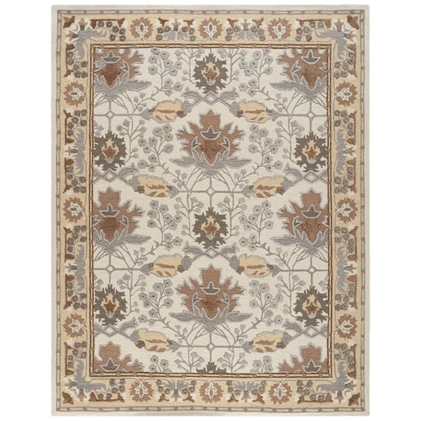 Earthly Treasures 8 ft. x 10 ft. Ivory/Gray Persian Area Rug