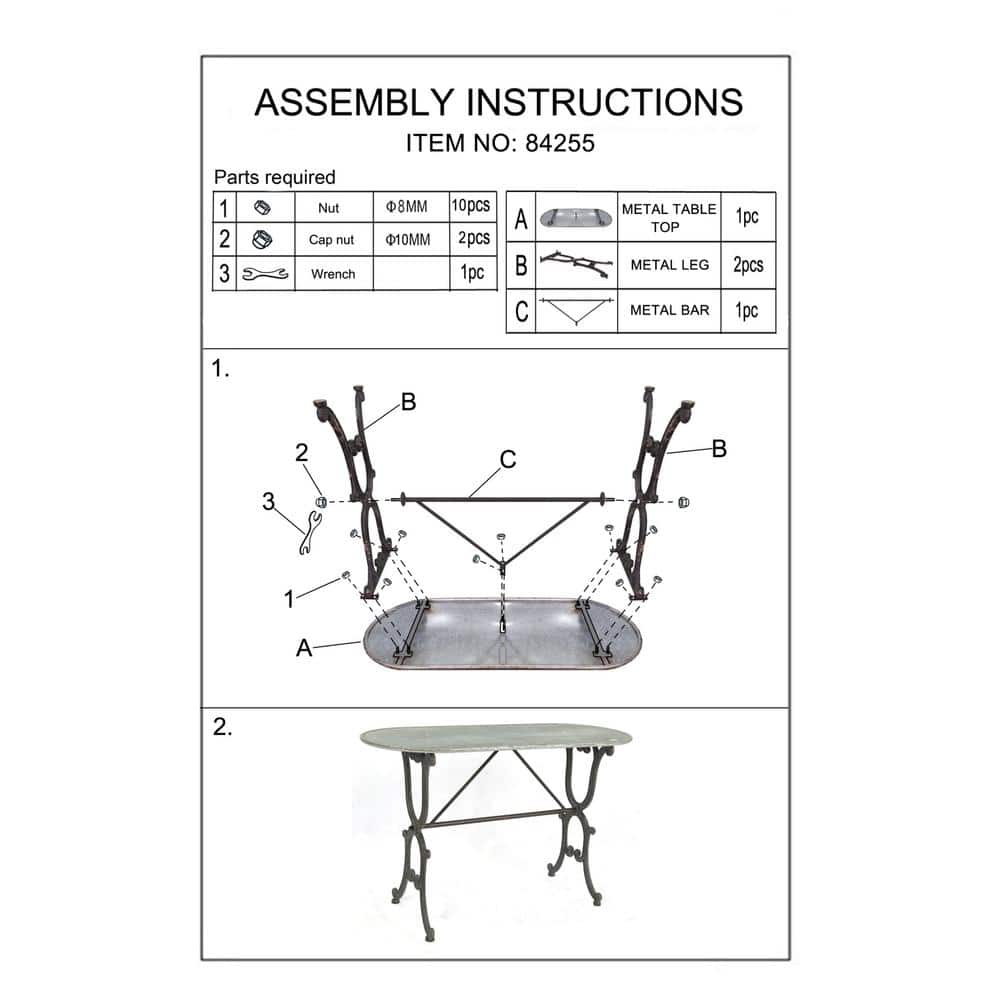 Crestline Distressed Gray Metal & Glass Console Table with Storage