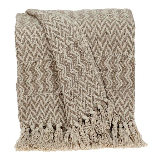 Alma Transitional Brown 52 in. x 67 in. WOVEN HANDLOOM Throw Blanket