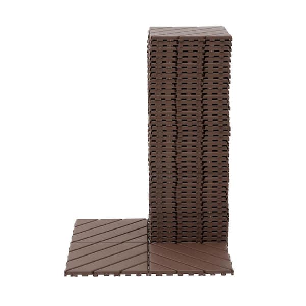PARASOLAR 12 in. x 12 in. Patio Tiles Waterproof Plastic Outdoor Interlocking Deck Tiles (44-pack)