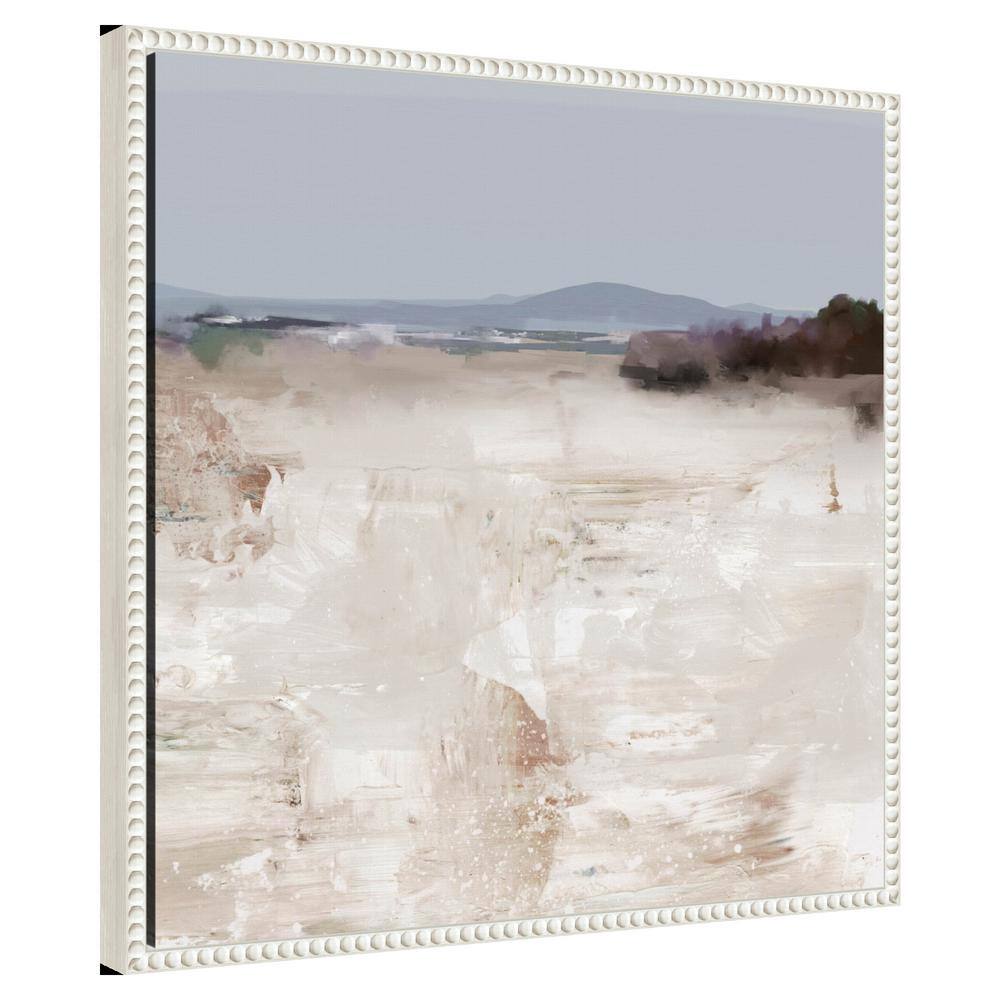 Serene Shoreline Abstract Landscape Canvas with Beaded Frame